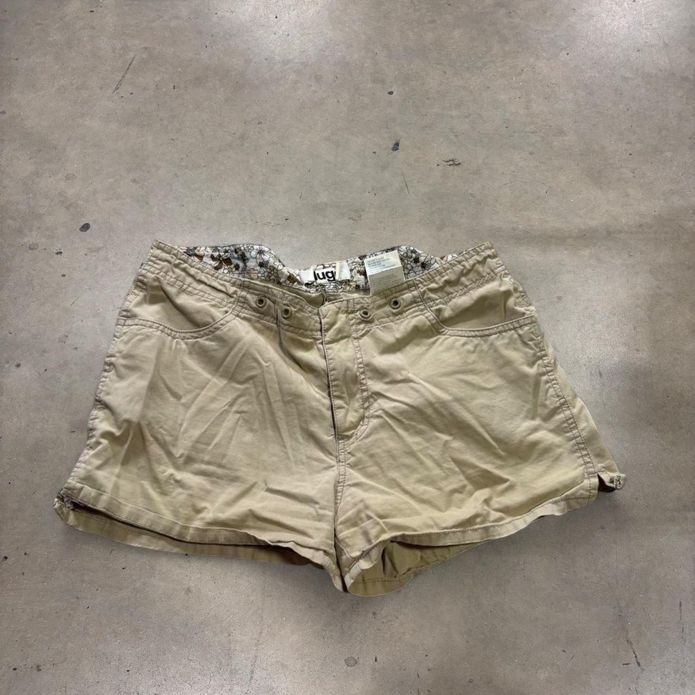 Plugg Y2K Khaki Brown Shorts Womens 9 Low Rise Casual Twill Tan